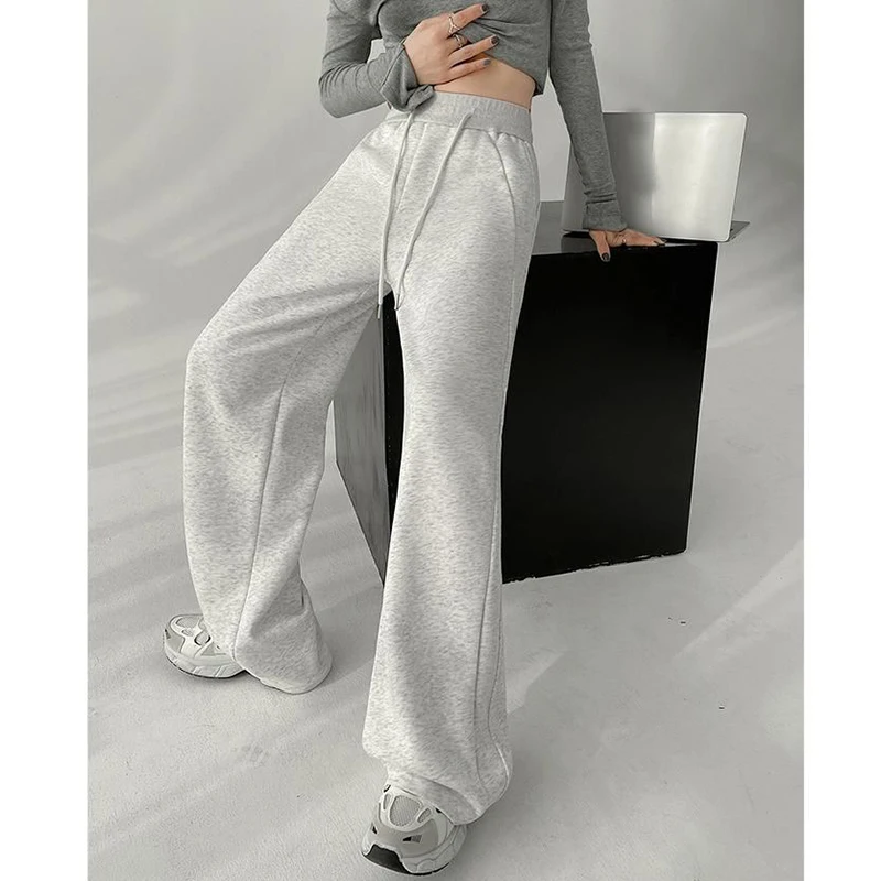 Pantalon classique coréen taille haute pour filles, survêtement à jambes larges, Streetwear, Baggy, décontracté, quotidien