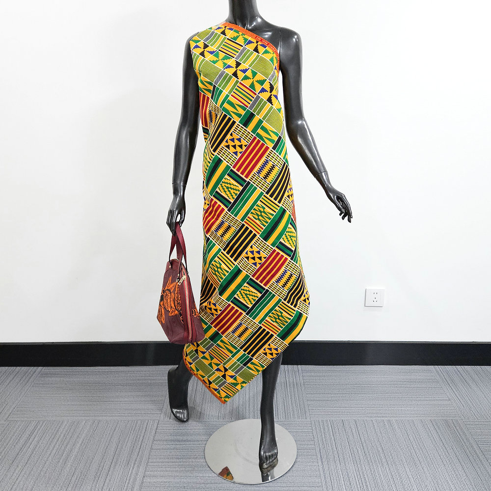 Tissu africain en pagne java wax Ghana kente, tissu imprimé 100% polyester, pour la confection de vêtements, de bandeaux et de décorations.