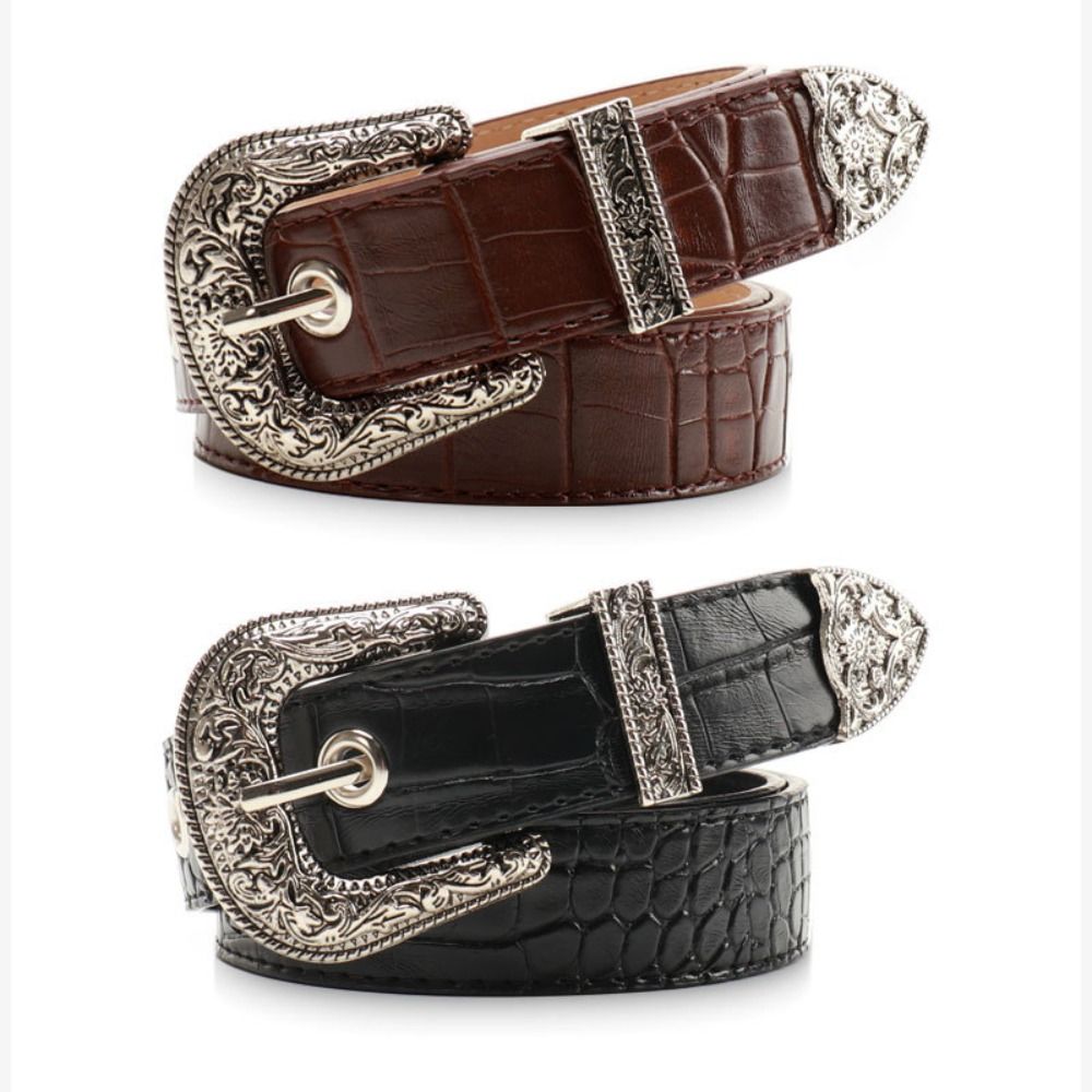 Ceinture décontractée en cuir PU avec boucle ardillon sculptée, style vintage Y2K Hip Hop