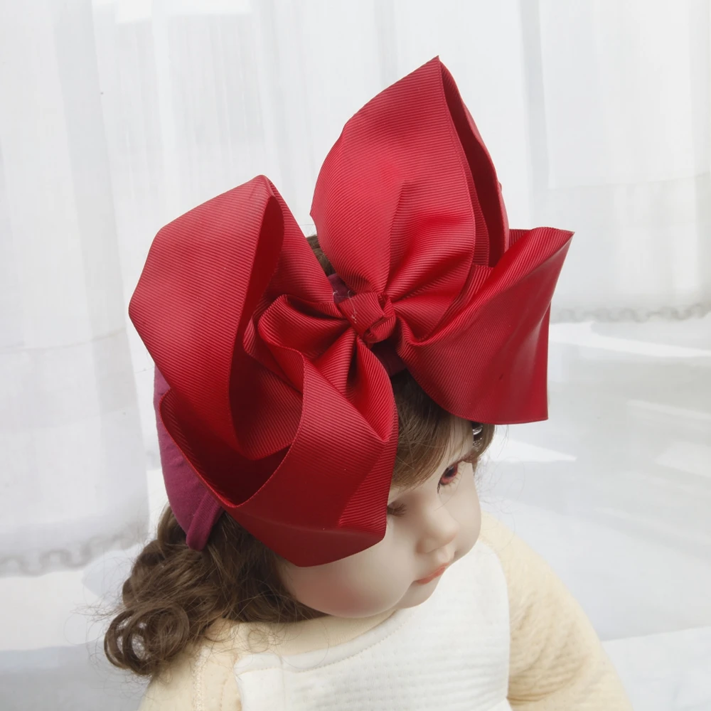 Bandeaux en nylon de 8 pouces avec nœuds pour bébés filles, bandeaux doux en forme de nœud, turbans, accessoires pour cheveux de bébé, couvre-chefs pour enfants