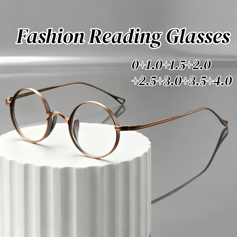 Lunettes de lecture à monture ronde en métal pour hommes, nouveau style, ultralégères, avec dioptrie, lunettes de mode pour femmes, hypermétropie 0+1.0+4.0