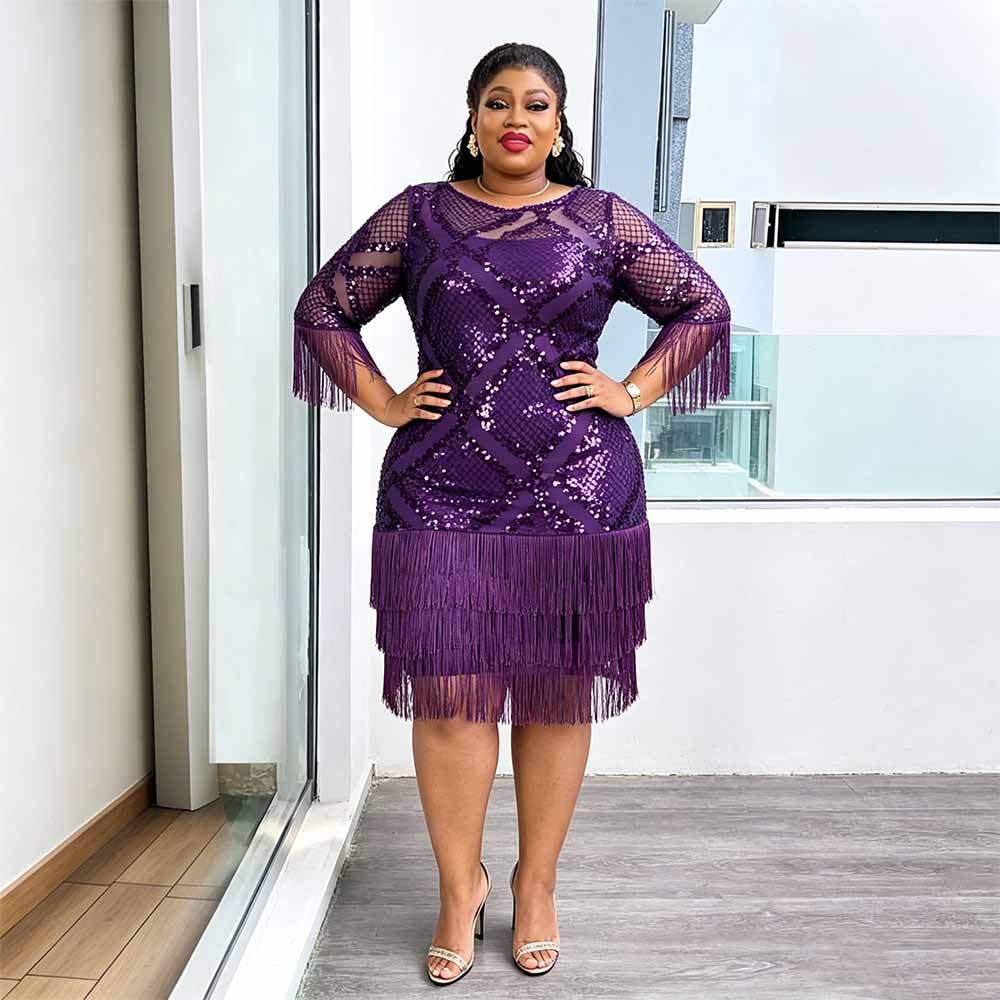 Robes de soirée africaines grande taille pour femmes, robe moulante Dashiki à sequins et franges, élégante robe de mariée musulmane turque pour soirée