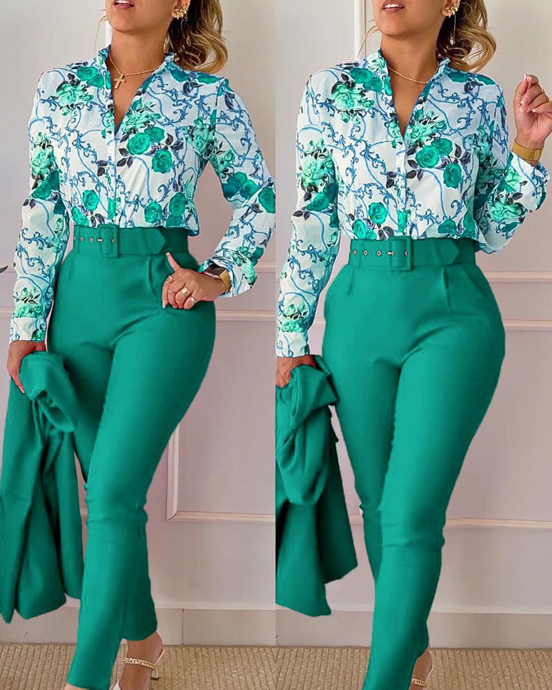 Chemise et pantalon College élégants pour femmes, olympiques décontractés, haut audipant, manches longues, mode printemps et automne, 2023, 2 pièces