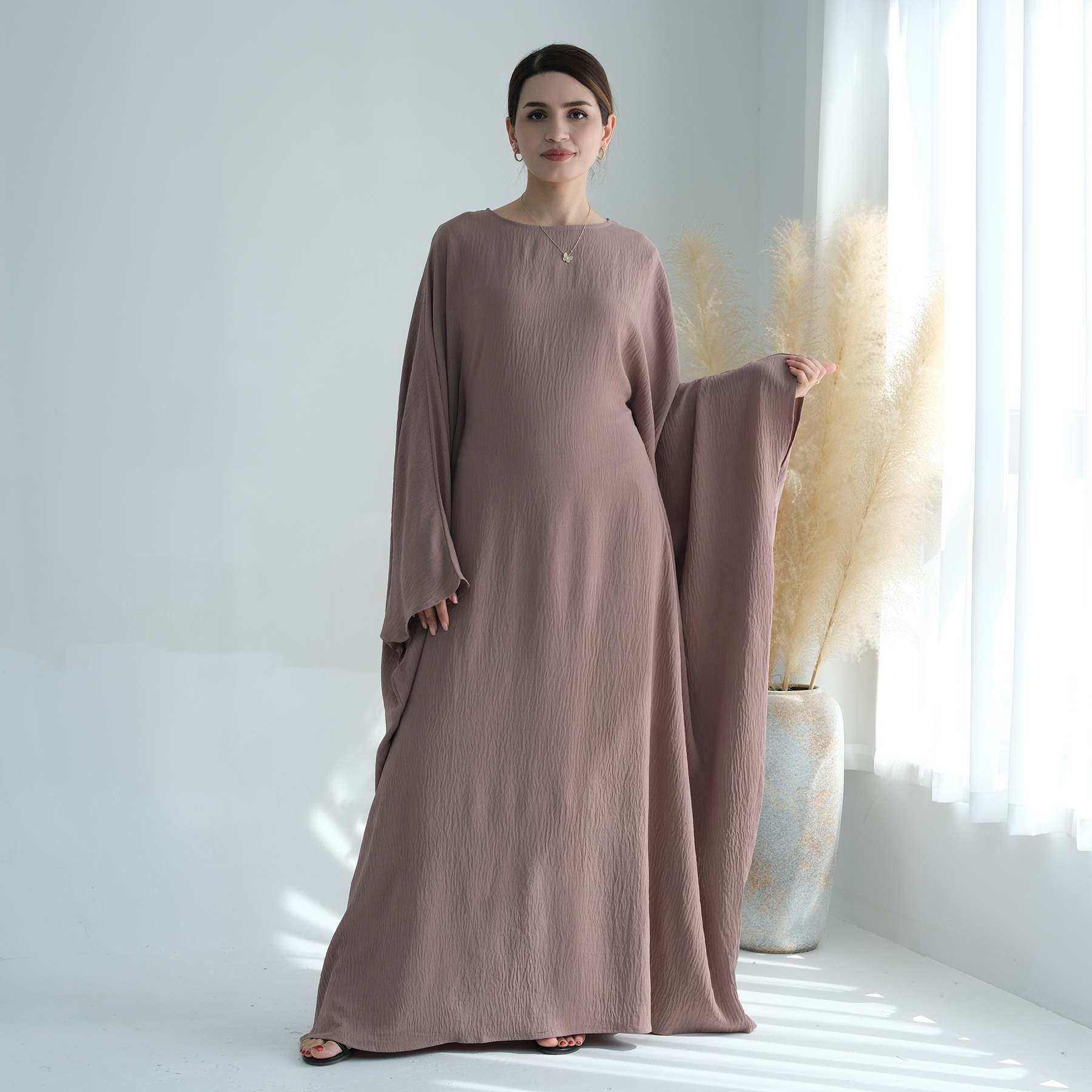 Abaya à manches chauve-souris pour femmes musulmanes, grande taille, dubaï, polyester respirant, modeste, vêtements traditionnels musulmans, nouvelle collection
