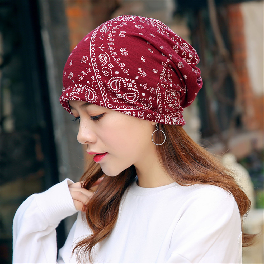 Bonnet à fleurs de cajou de style ethnique pour hommes et femmes, casquettes, écharpe, 2 façons de porter, bonnet, cadeaux de festival, automne