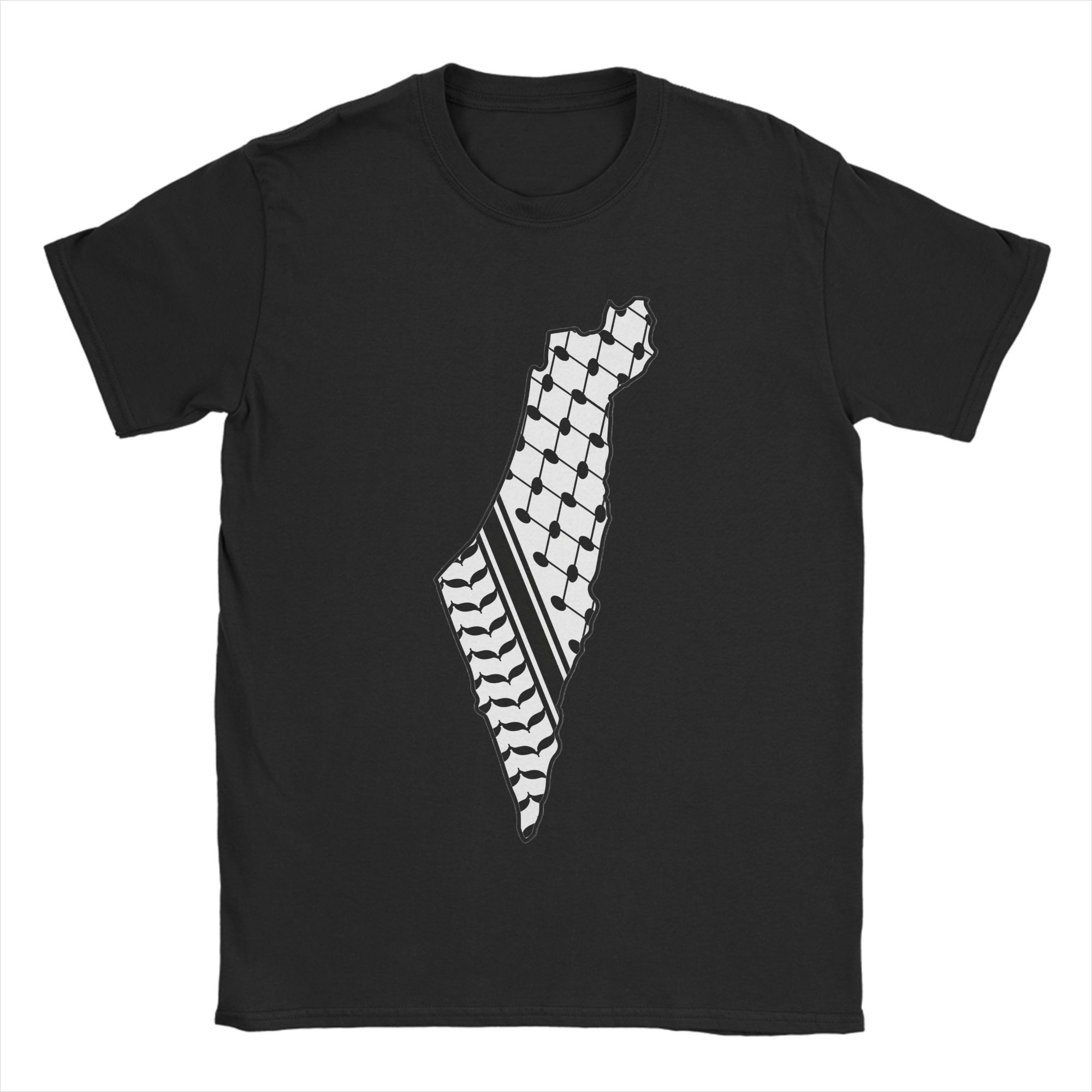Hommes Keffiyeh Palestine carte t-shirt 100% coton vêtements humoristique à manches courtes col rond T-Shirts grande taille T-Shirts