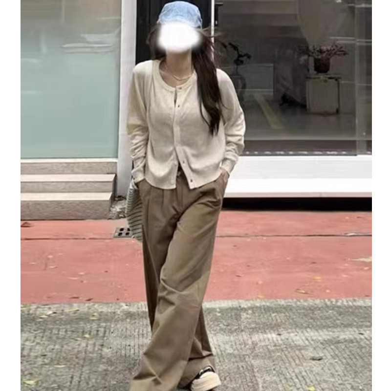 Veste tricotée à manches longues pour femme, pull basique à col rond, couleur unie, Chic, coréen, décontracté, nouvelle collection automne