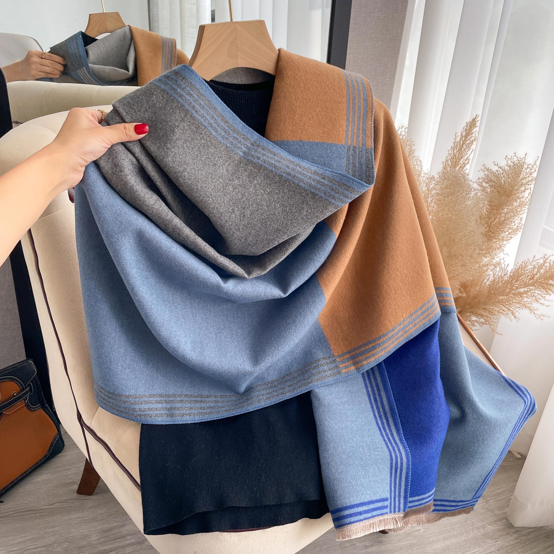 Écharpe d'hiver de luxe femmes cachemire chaud Pashmina marque Foulard femme châles enveloppes épais doux Bufanda Poncho foulards étole 2025