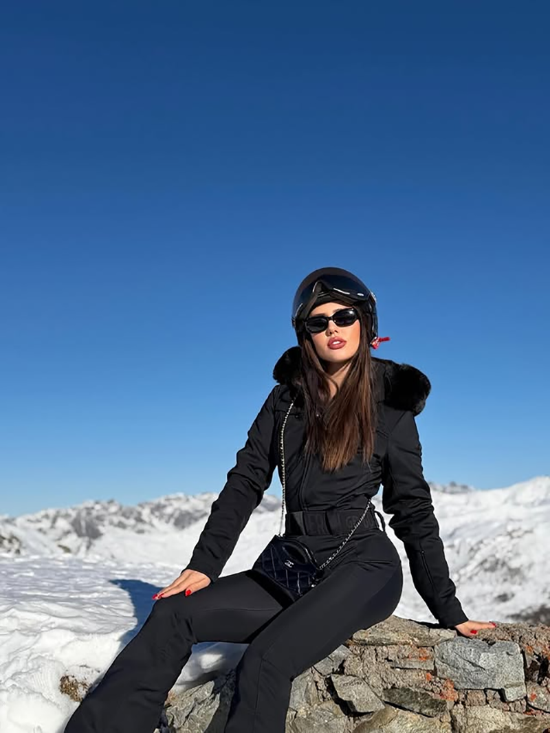 Combinaison de ski imperméable pour femme, tenue d'hiver à capuche, combinaison une pièce avec ceinture, pour sports de neige