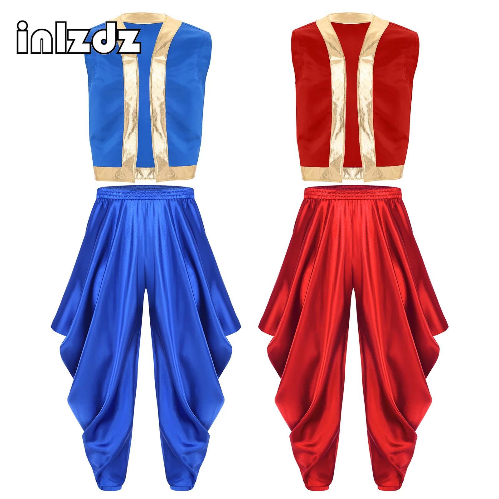 Costume arabe pour hommes, Costume de Cosplay du Prince arabe, gilet, pantalon sarouel, Costume pour Halloween, carnaval, spectacle sur scène