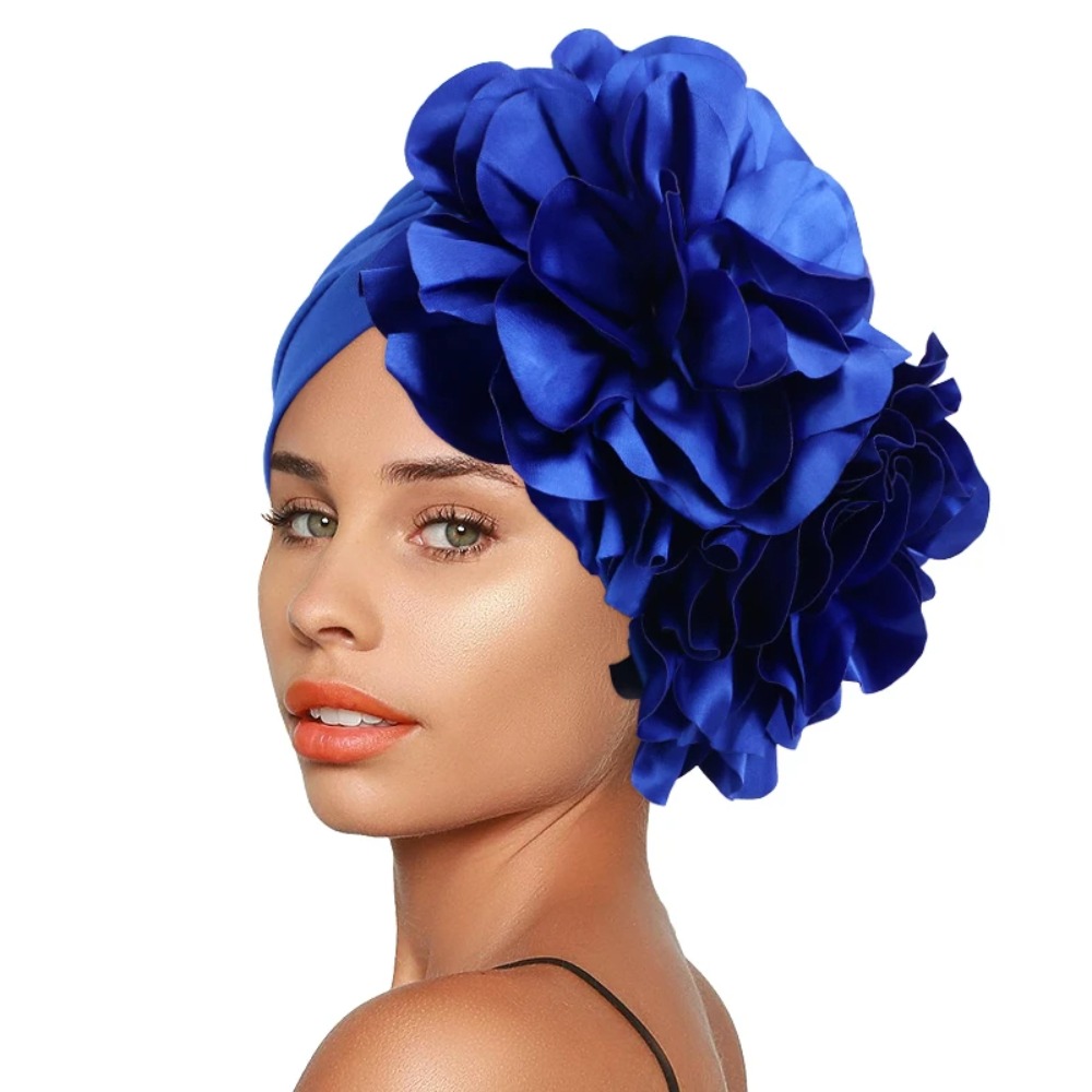 Turban national pour femmes, chapeau de style africain, bonnet à grandes fleurs