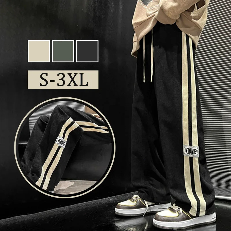 Pantalon décontracté en velours côtelé pour hommes, salopette ample de Style coréen, pantalon droit à jambes larges, Streetwear pour Couple, nouveau pantalon de survêtement, 2024