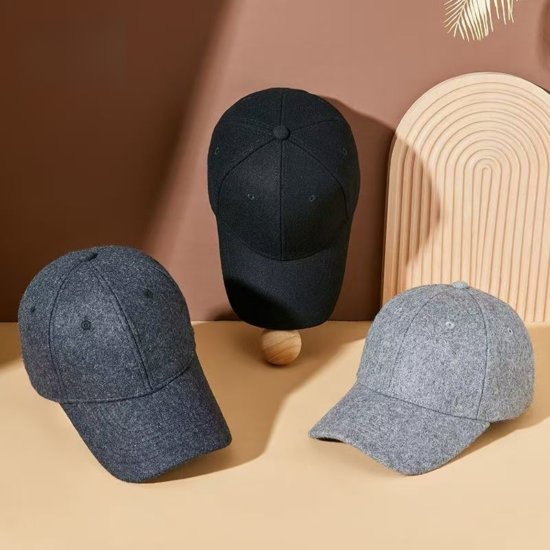 Casquette de baseball en cachemire pour homme, confortable et chaude, pour l'automne et l'hiver, grande circonférence de tête, chapeau décontracté pour l'extérieur et le travail