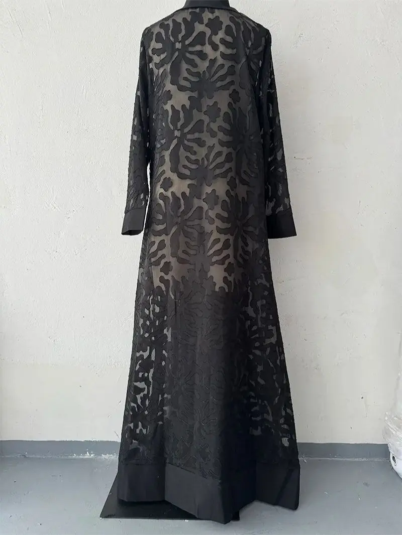 Abaya-Manteau long décontracté pour femmes musulmanes, pardessus à revers amissié, coupe-vent arabe, Ramadan, Maroc, Dubaï, Eid