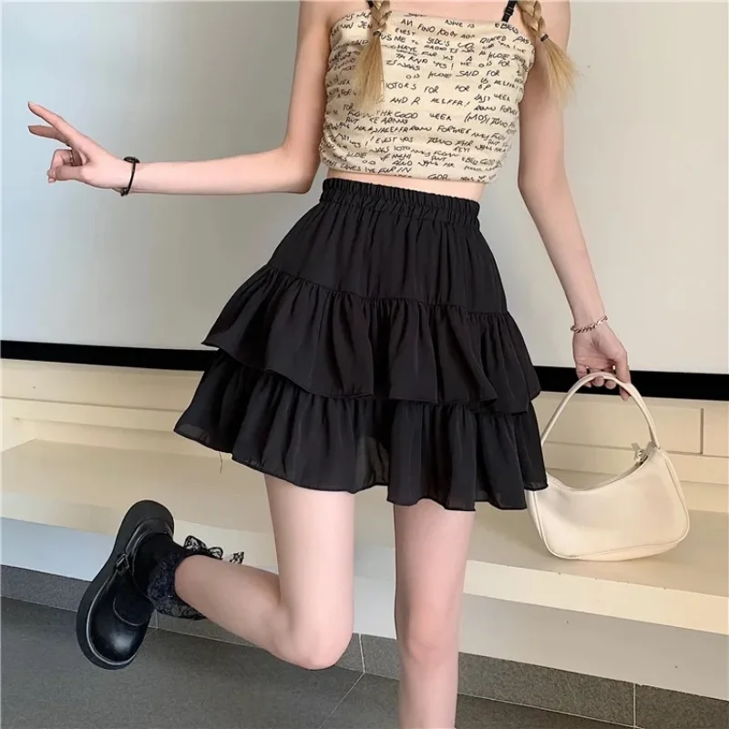 Mini jupe taille haute élégante pour femme, mode coréenne, jupes trapèze pliées, robe de Rhdécontractée pour femme, été, nouveau, Y2K