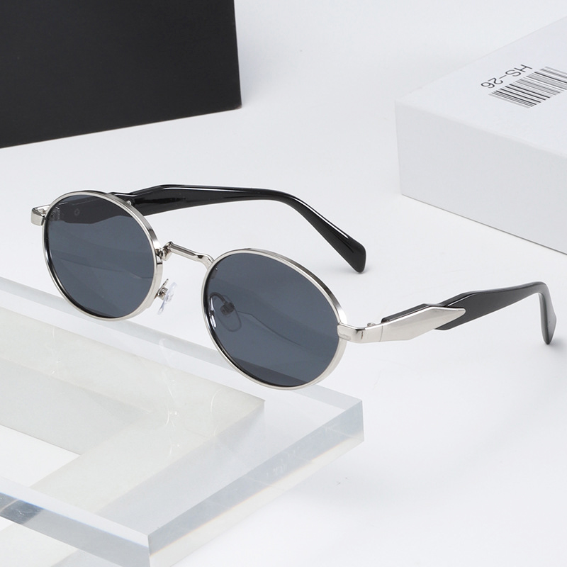Lunettes de soleil ovales en métal elliptique pour femmes, lunettes de soleil de luxe pour dames, nuances de conduite, mode estivale