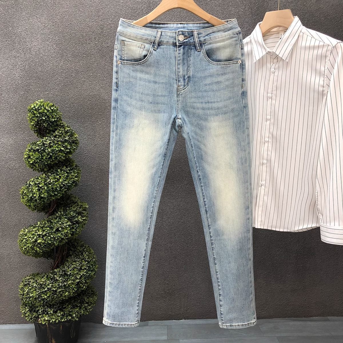 Jean Simple pour hommes, pantalon à jambes droites, tendance, nouvelle collection printemps et été 2021, vêtements de styliste haut de gamme pour hommes, pantalons longs délavés