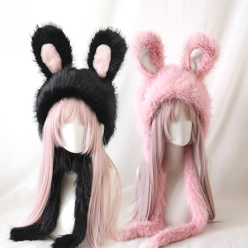 Baotou Original en forme d'oreille douce, chapeau japonais mignon Lei Feng, sous-culture oreilles de lapin, chapeau chaud en peluche