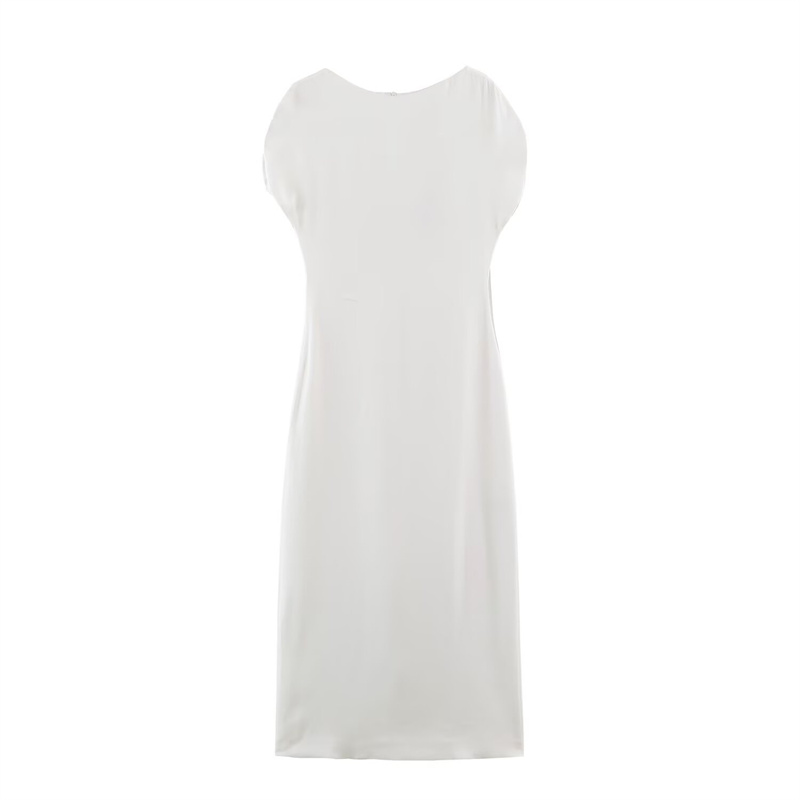 Robe Guobioziy pour femme, nouvelle collection été 2026, blanche, à manches courtes, simple, mi-longue, tendance, élégante et gracieuse