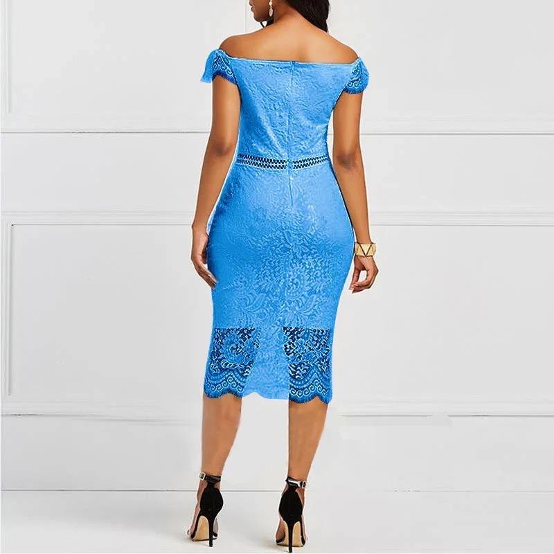 Robe de soirée élégante en dentelle pour femmes, tenue de soirée de mariage, Sexy, ajourée, tenue de bureau, moulante, à la mode, pour Club d'anniversaire