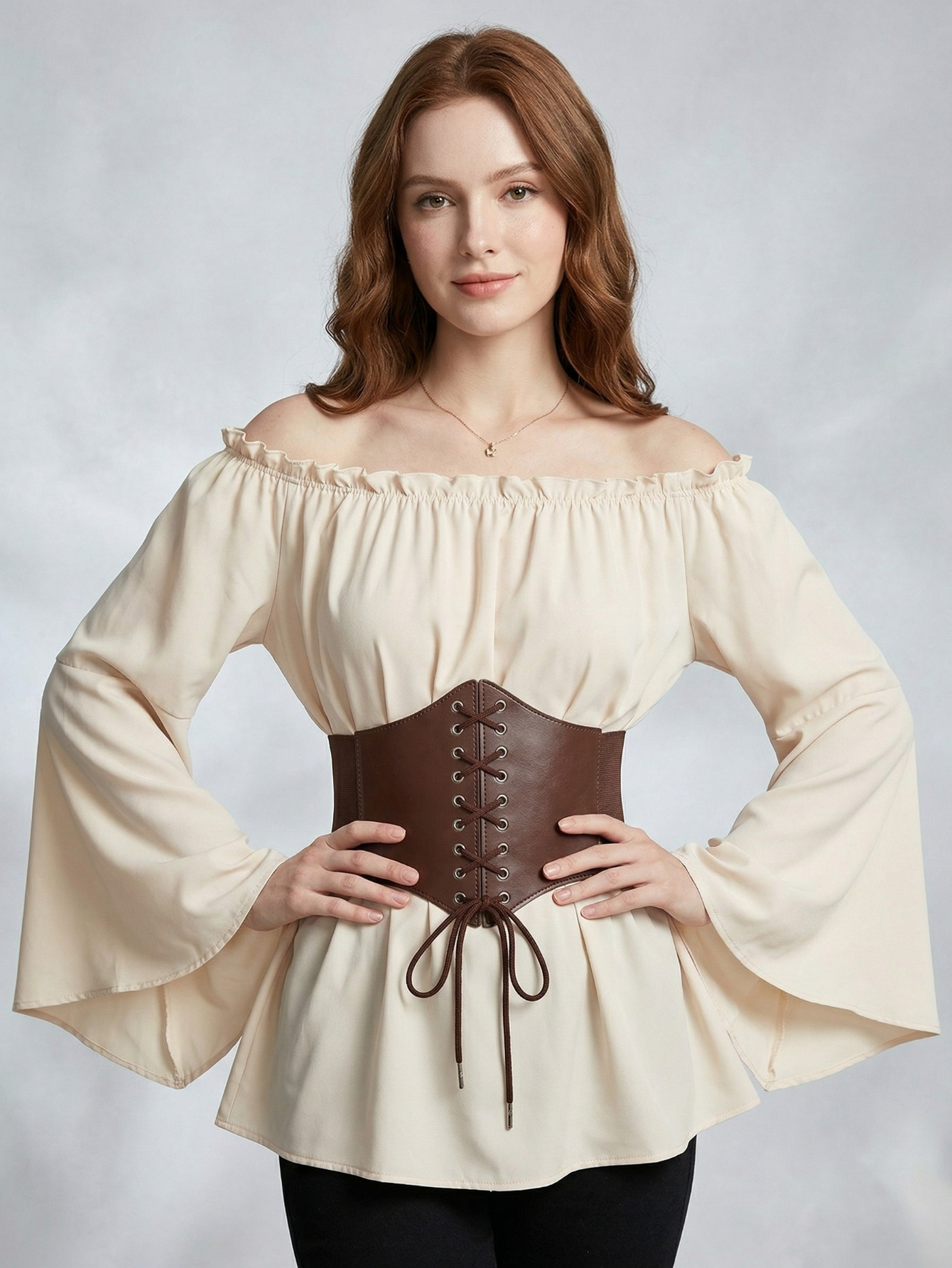 Ceinture Corset Femme Super Large en Cuir PU, Bandeau Amincissant Élastique Taille Haute Polyvalent pour Usage Quotidien, Type Bustier Corset