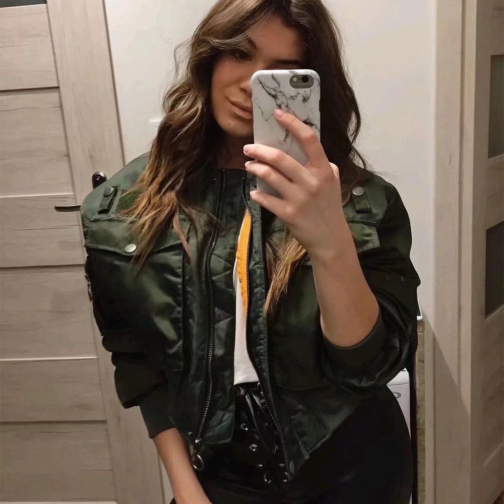 Mn-Blouson Bombardier Vert à Manches sulfpour Femme, Vêtement d'Extérieur à Fermeture Éclair, à la Mode, pour Automne et Hiver