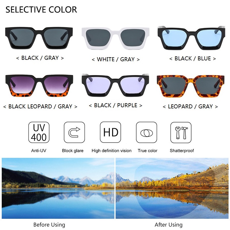 Lunettes de soleil carrées vintage pour hommes et femmes, monture noire grande, style rétro, lunettes de soleil de créateur, lunettes de conduite, protection UV400 pour hommes