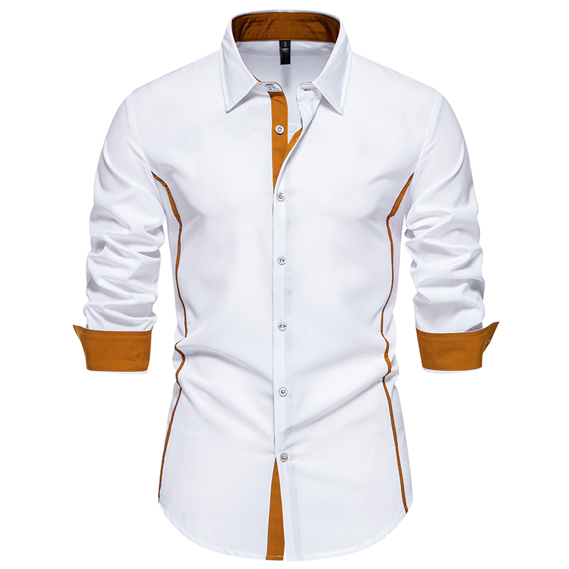 Hommes chemises taille européenne nouveautés coupe ajustée homme chemise solide à manches longues Style britannique coton hommes chemise bureau