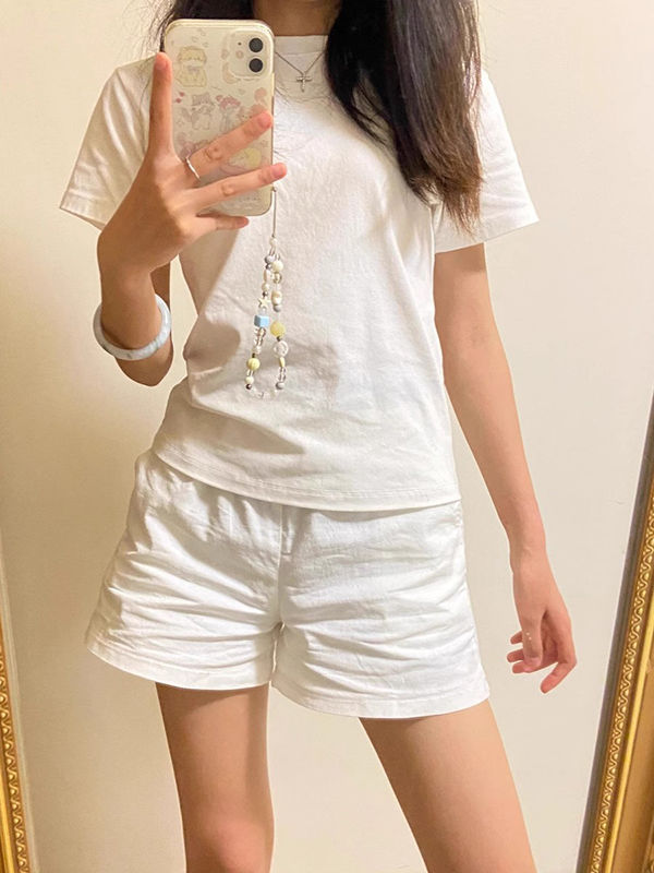 Femmes Shorts blanc Shorts femmes Harajuku élégance taille haute Shorts une ligne mince décontracté fille chaude pantalon droit Sexy Shorts