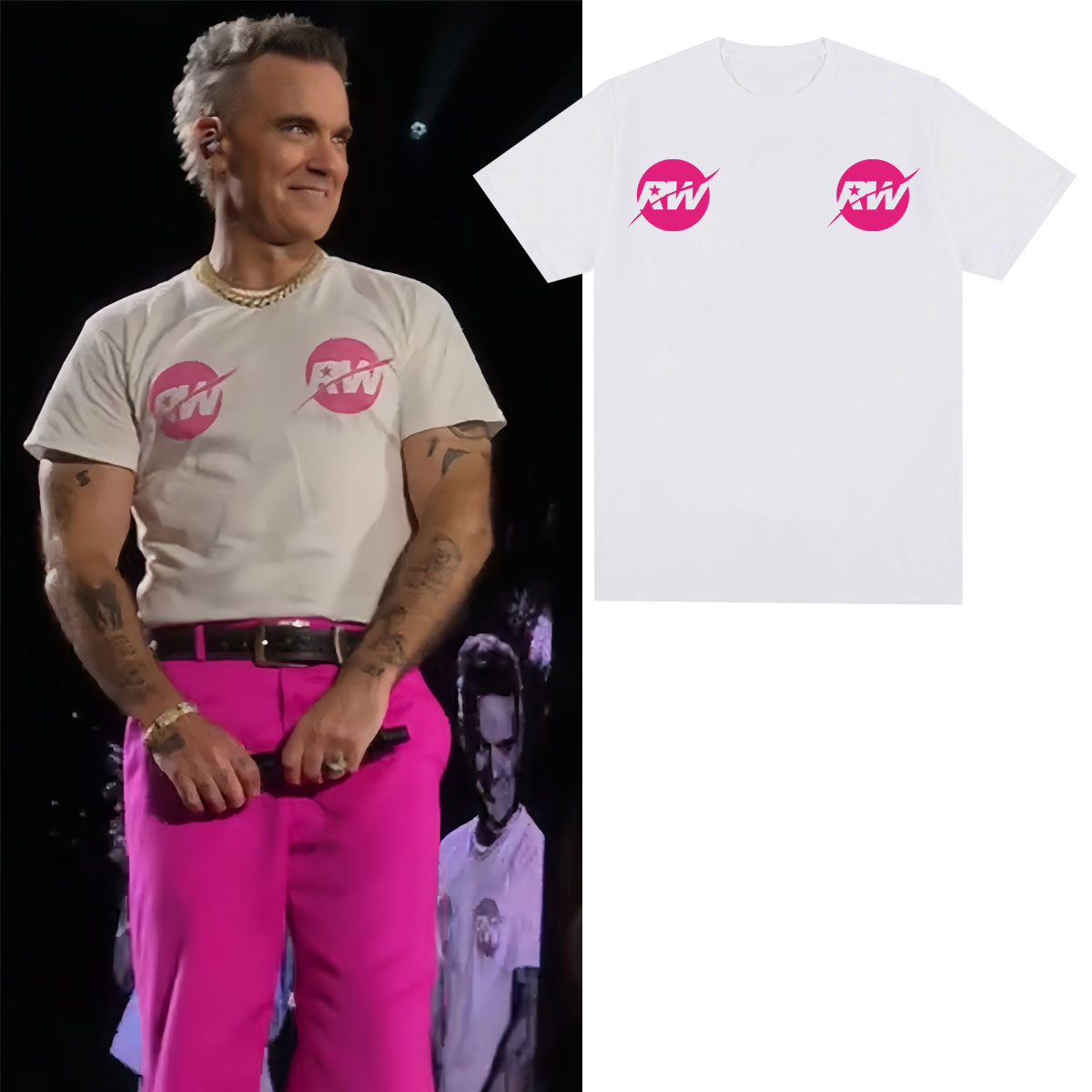 Robbie Williams Tour Same Clothes Merch T-shirt pour hommes et femmes, vêtements à la mode, manches courtes, haute qualité, 100% coton, T-shirts décontractés