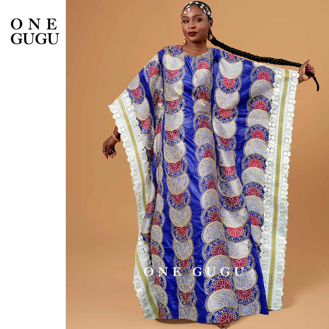 Robe Boubou Dashiki Bazin Riche Nigérian Marron, Robe de Mariée Traditionnelle Africaine, Robe Ample de Luxe en Brocart Bazin Riche pour l'Aïd