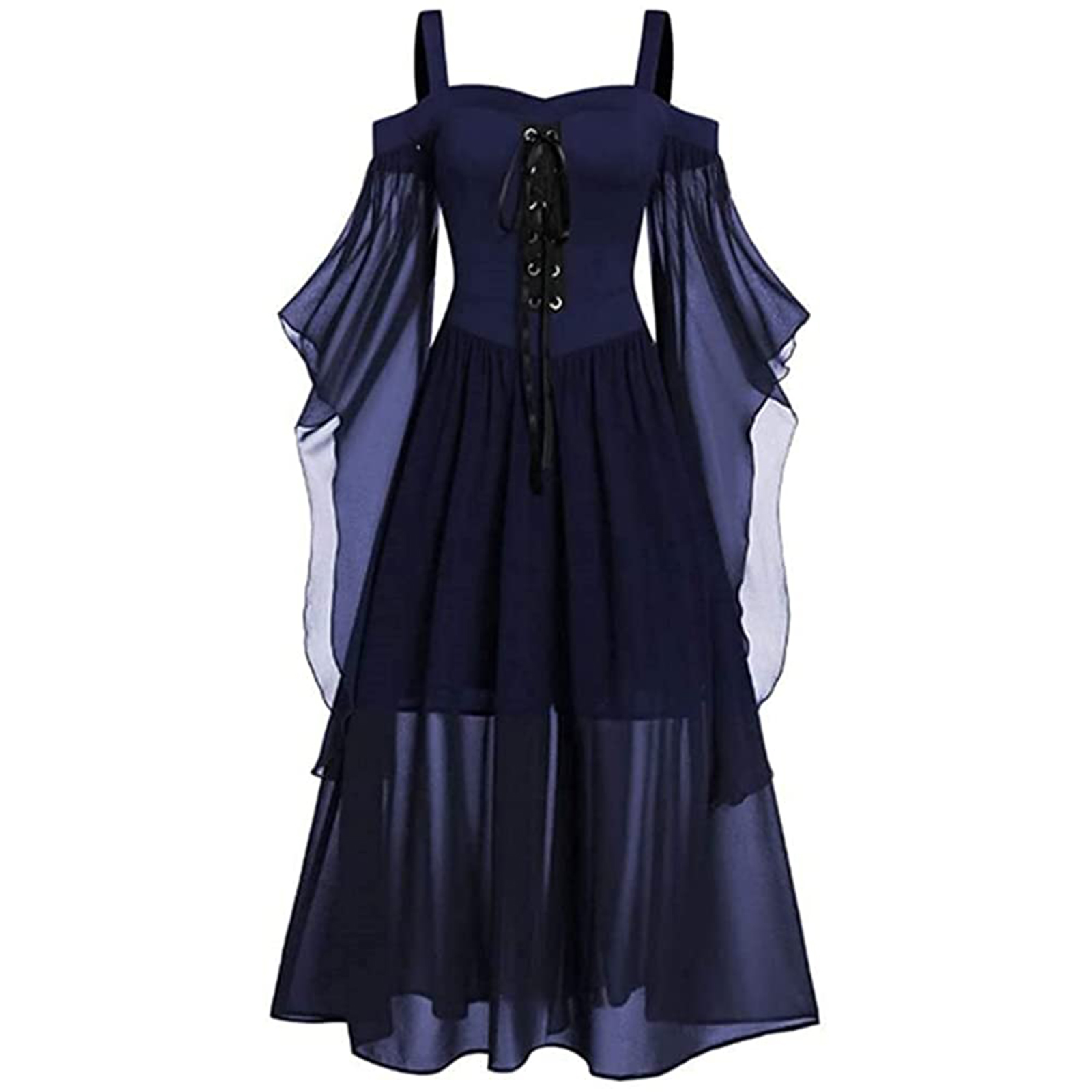 Robe gothique Vintage à lacets pour femmes, épaules dénudées, médiévale, Costumes de Cosplay de sorcière d'halloween, robe à bretelles pour fête de carnaval