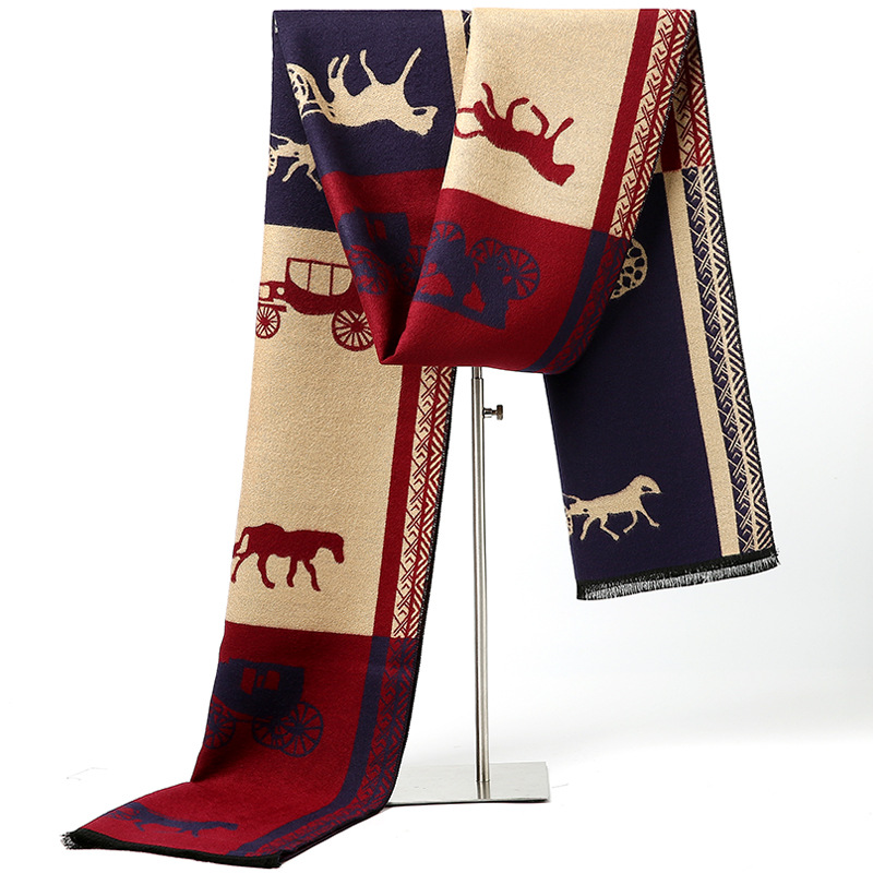 Homme automne hiver motif cheval écharpe de luxe Gentleman cachemire sensation silencieux étudiant printemps automne enveloppement doux chaud foulard