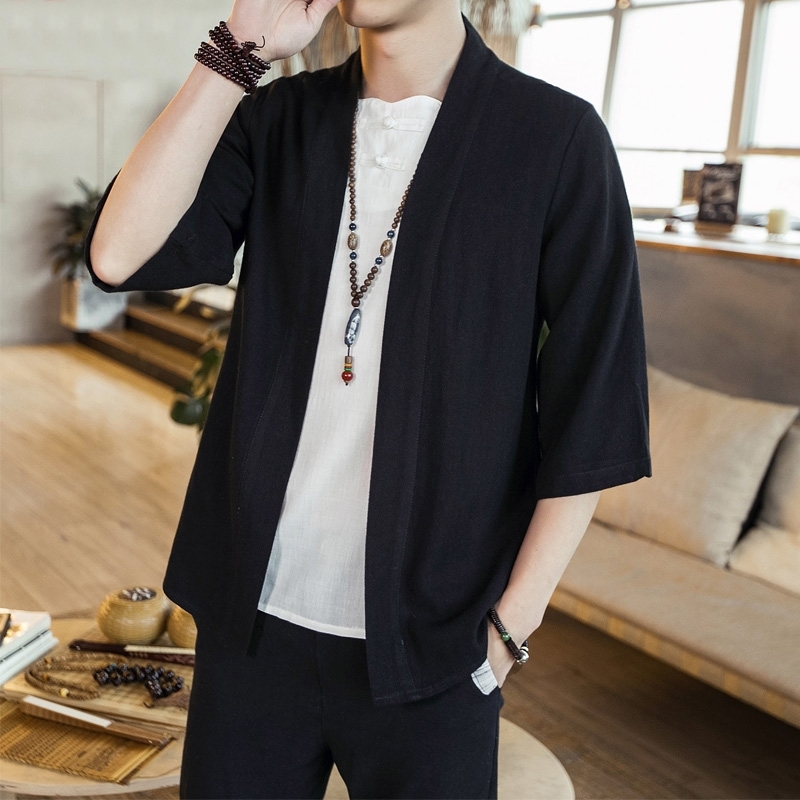 Kimono cardigan hommes japonais obi mâle yukata hommes haori japonais samouraï vêtements traditionnel japonais vêtements FF001