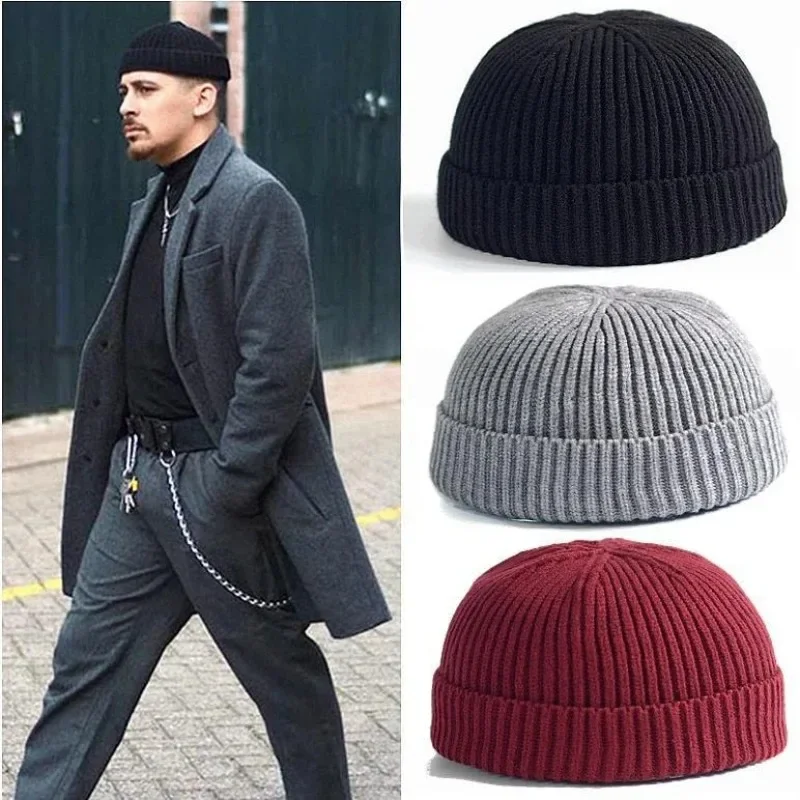 Chapeau tricoté pour hommes et femmes casquettes laine mode Simple chaud Skullies bonnets solide automne hiver bonnet Style à la mode