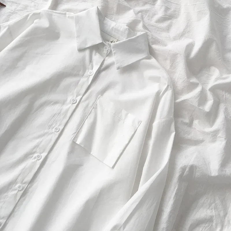 Chemises d'école blanches pour femmes, mode JK Style Preppy, printemps japon, manches longues pour filles, chemise noire Harajuku boutonnée pour dames, 2024