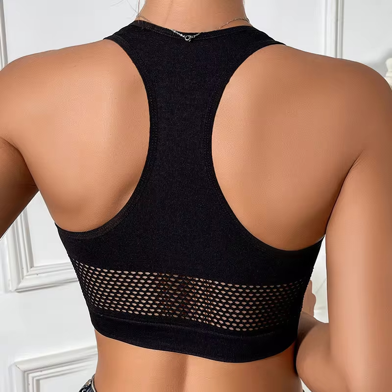 Haut court évidé en résille pour femmes, vêtements d'extérieur pour femmes, débardeurs décontractés confortables, émail chic, vêtements de sport pour femmes