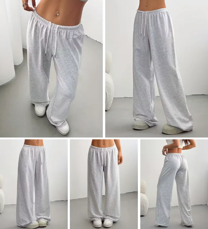 Pantalon de jogging en coton pour femme, décontracté, avec cordon de serrage, coupe ample, unisexe, jambe large, droit, pantalon de survêtement, automne-hiver, baggy, pour la gym et le sport