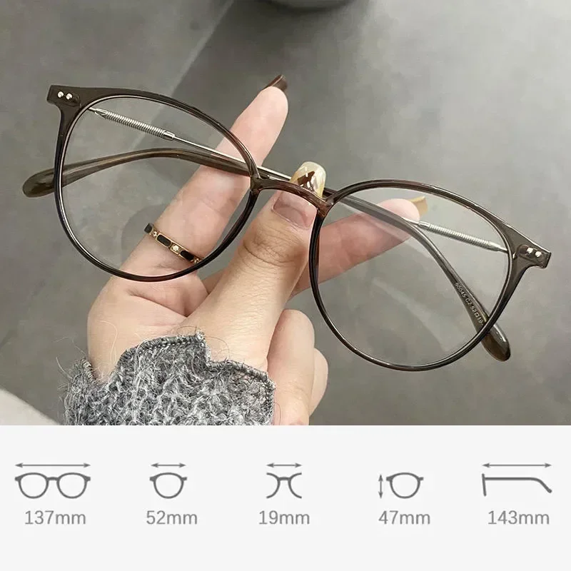 Dame à la mode fini myopie lunettes femmes cadre rond bleu lumière bloquant lunettes hommes unisexe rétro moins dioptrie lunettes