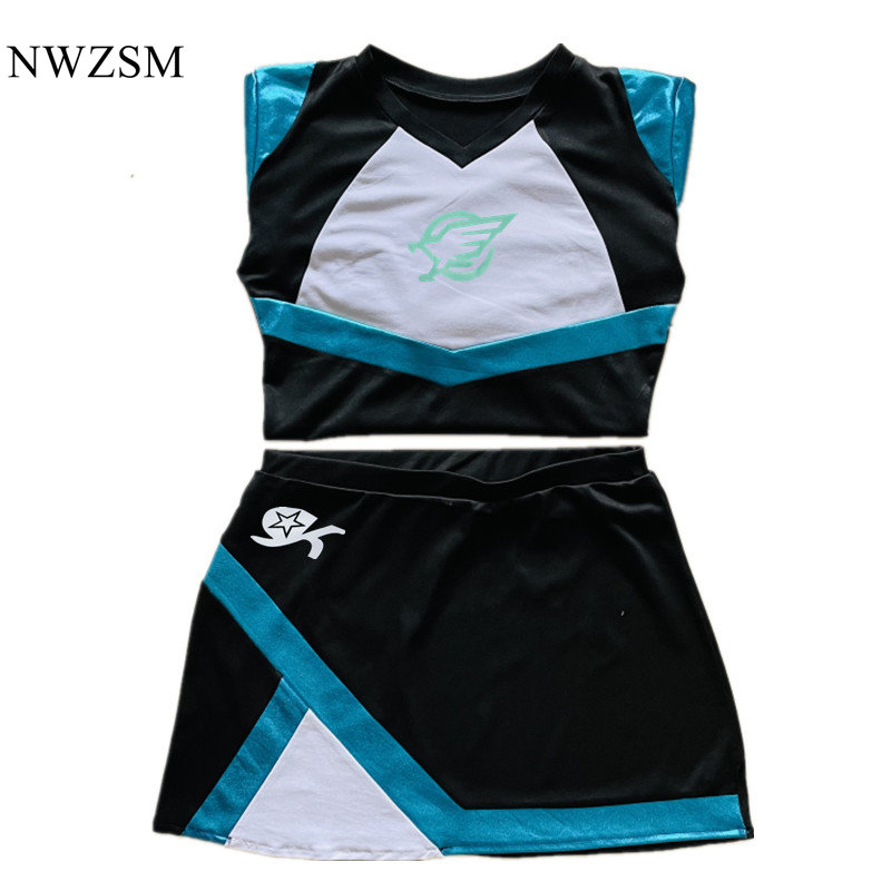 Tenue de pom-pom girl Euphoria Maddy : Ensemble haut court à manches longues et mini-jupe pour femmes, costume de cheerleading pour lycée
