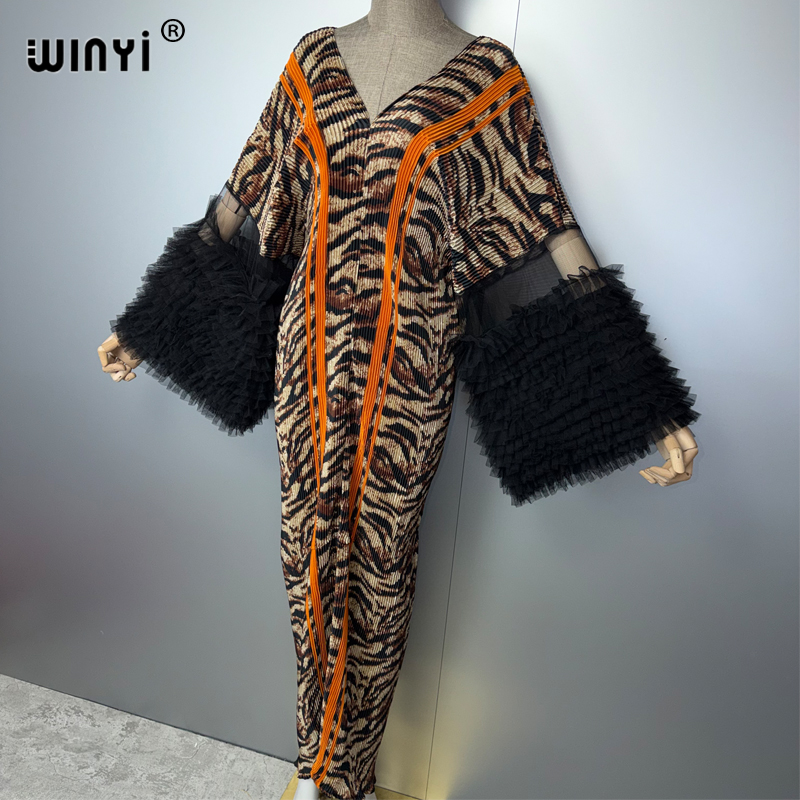 Robe longue plissée ajustée WINYI pour femme, style caftan Abaya Dubaï, tenue de soirée de luxe, mode musulmane pour la plage et les vacances