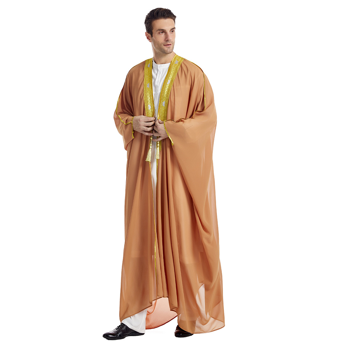 Eid hommes musulmans Jubba Thobe hommes Cardigan Abaya Robe longue islamique Ramadan Kimono longue Robe saoudienne arabe Musulman Caftan dubaï