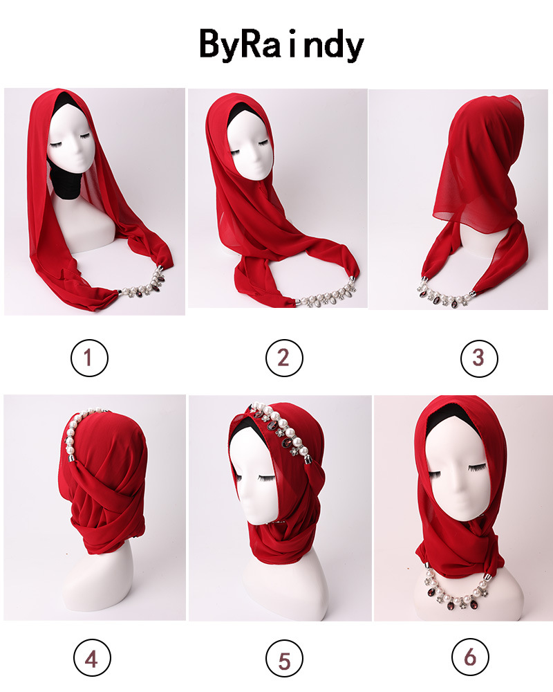 Châle Hijabs avec Pendentif pour Femme, Collier, Écharpe, Solide, Document, Bijoux, Étole, Voyage à la Plage, Accessoires