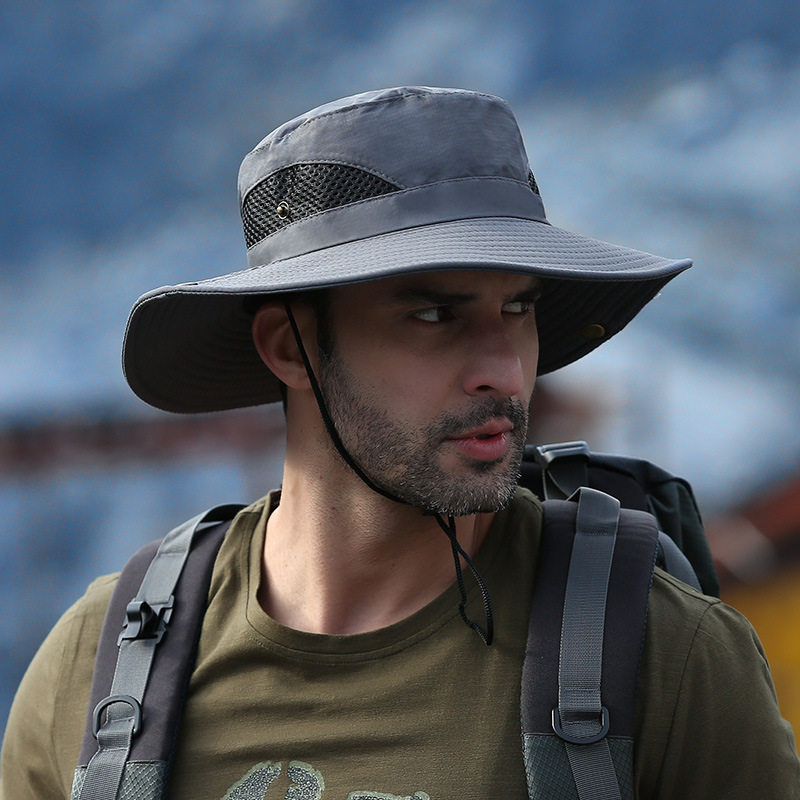 Chapeau de soleil à large bord pour homme, chapeau de pêche d'été anti-UV pour l'extérieur, chapeau bob décontracté respirant avec protection intégrale du visage