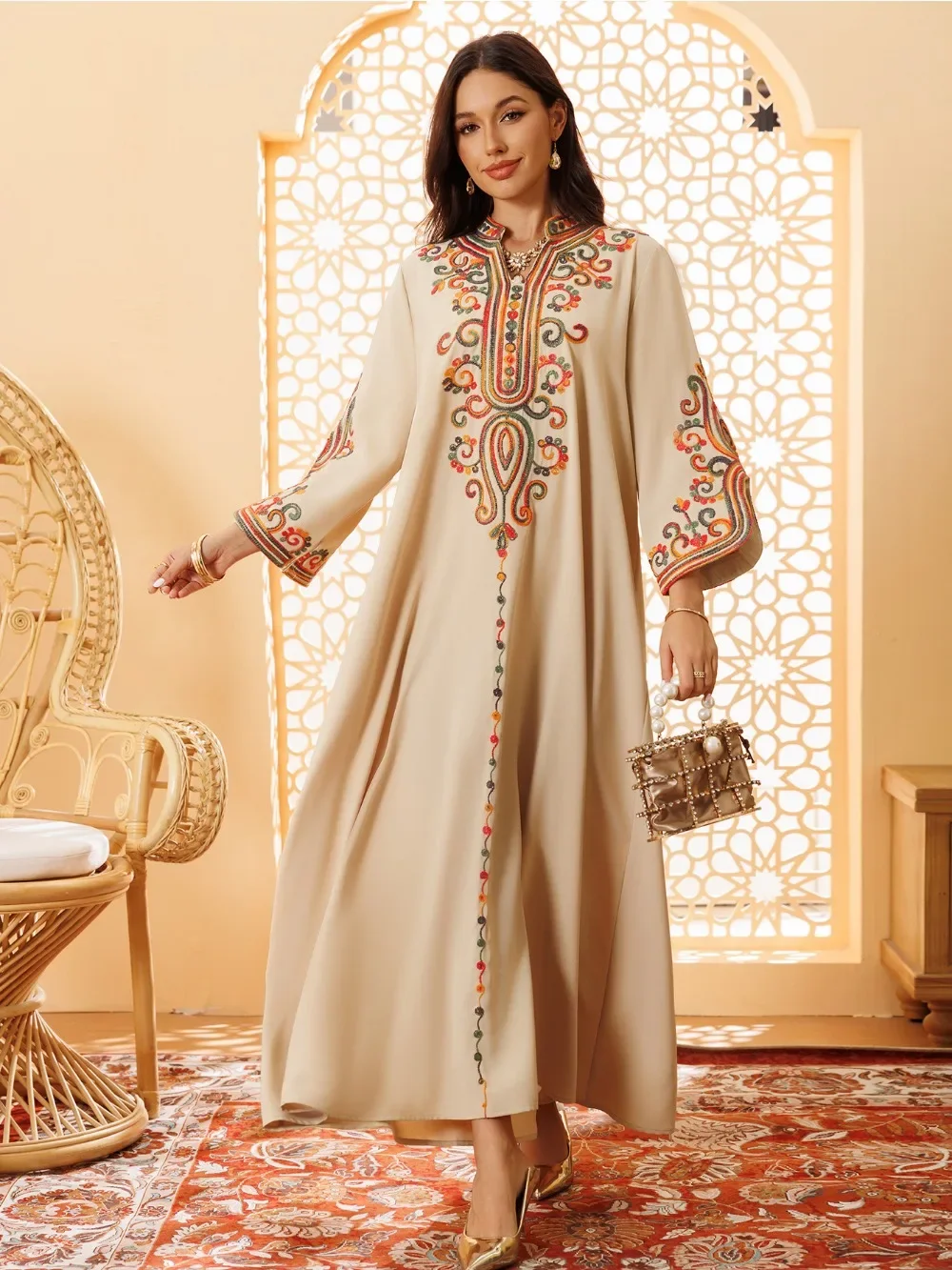 Abaya Robe pour femmes broderie robes Largos Islam arabe longue Robe Jalabiya Ramadan marocain caftan dubaï Abayas robes 2026