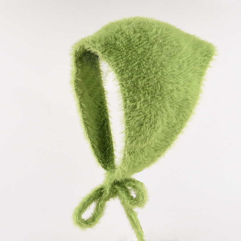 Foulard français Simple pour femmes, écharpe Triangle tricotée en peluche chaude, douce et mignonne, bandeau de couverture à lacets, nouvelle collection automne et hiver