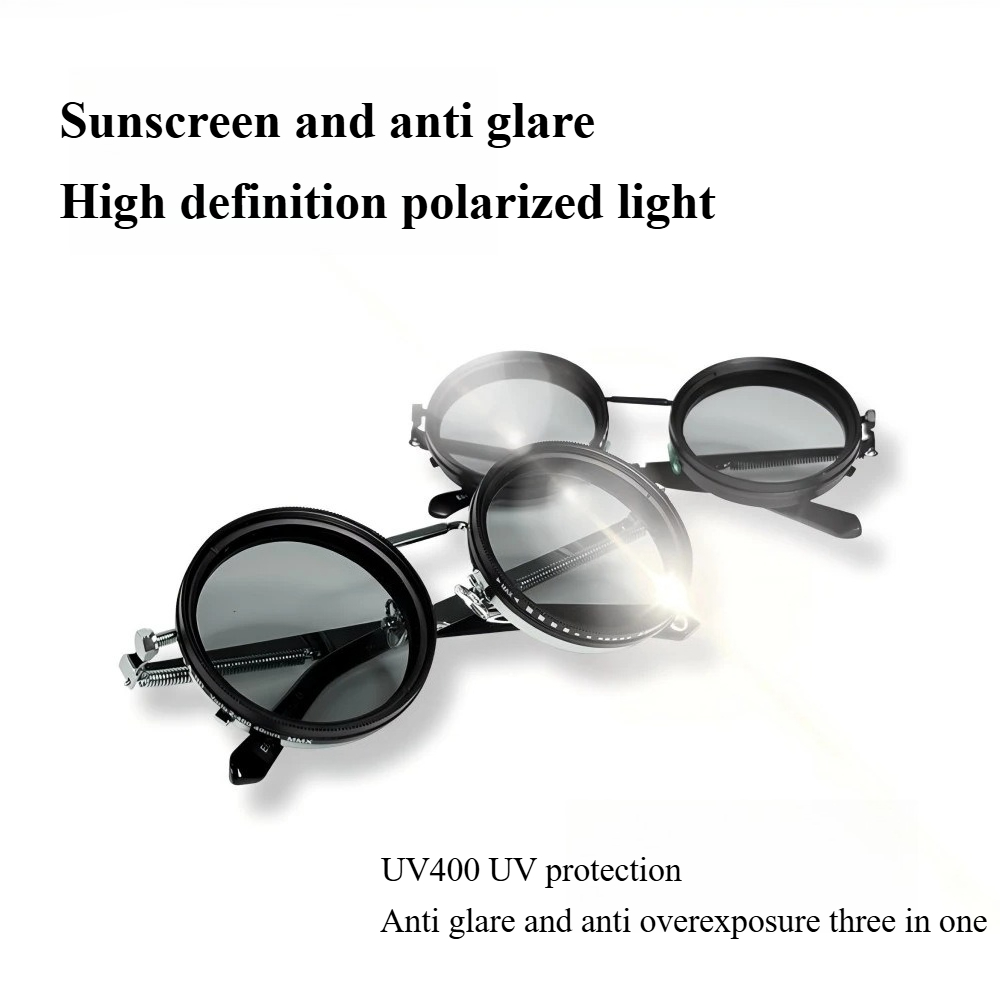 Lunettes de soleil rondes polarisées ND9 lunettes de soleil à gradation réglable hommes femmes rétro Punk hommes lunettes de pêche nuances extérieures UV400