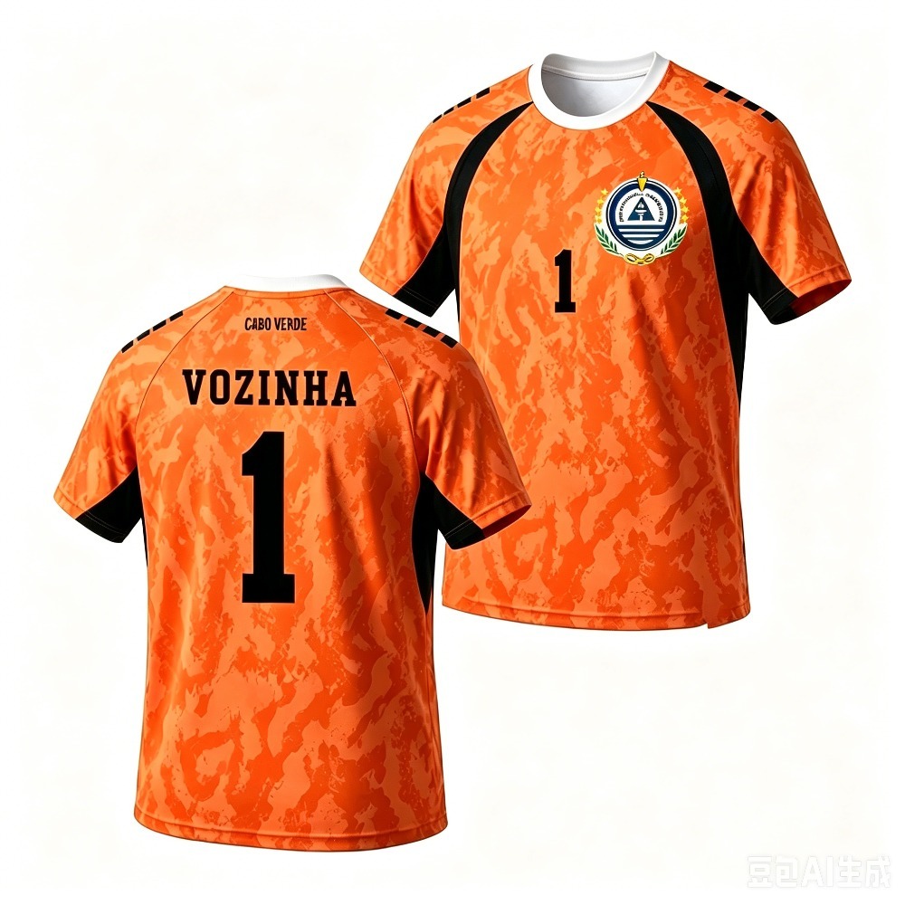 Maillot de football de gardien de but du Cap-Vert VOZINHA # 1 T-shirt d'été respirant décontracté à manches courtes, séchage rapide, haut de sport d'extérieur unisexe