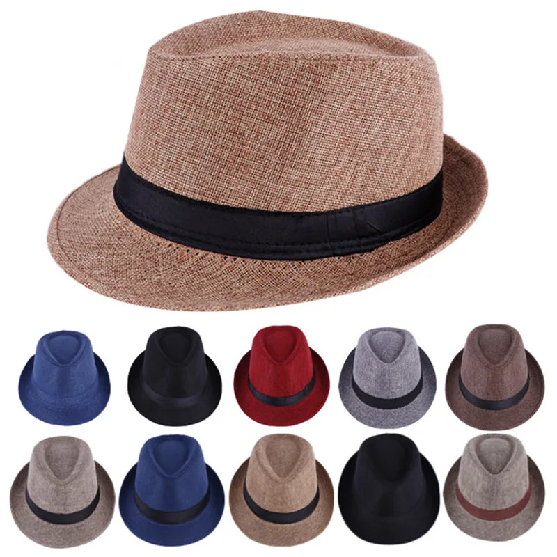 Beaux chapeaux de Cowboy pour hommes, chapeau formel Jazz en coton et lin pur, Imitation lin, pare-soleil, accessoires de mode