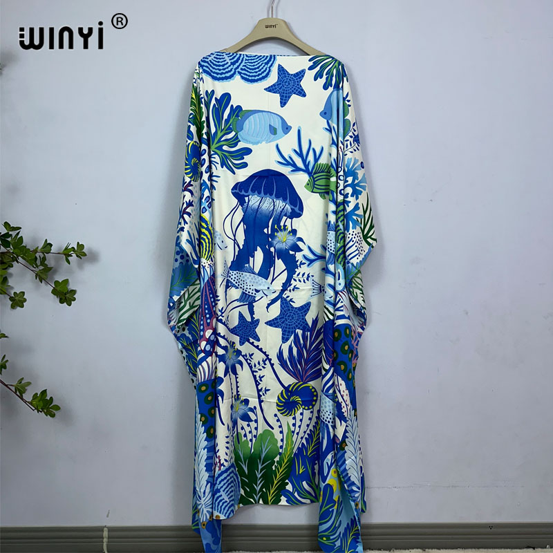 Robe WINYI, mode turque, robes bohèmes imprimées Dashiki, longues robes kaftan musulmanes pour femmes, robes africaines colorées d'été pour femme, Vestido